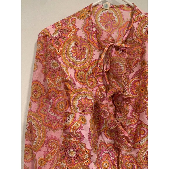 Vintage 1970s Button Down Blouse Colorful Paisley - Picture 3 of 8
